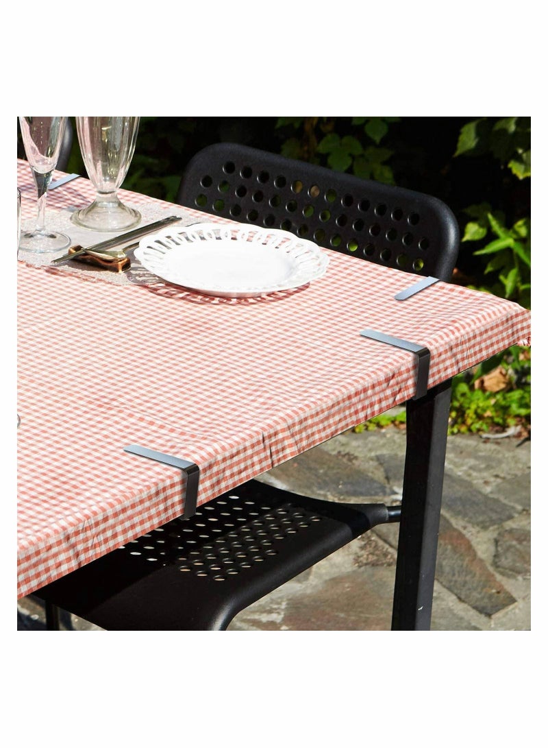 KASTWAVE مشابك مفرش الطاولة، طقم 4 مشابك فولاذية مقاومة للصدأ لتثبيت الأغطية، مناسبة للحفلات الداخلية والخارجية، النزهات، المطاعم والزفاف، سوداء - Image 2