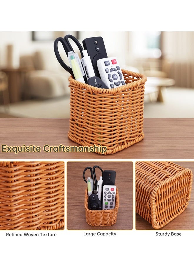 Synthetic Rattan Bedside Remote Control Storage Caddy Organizer - Image 3