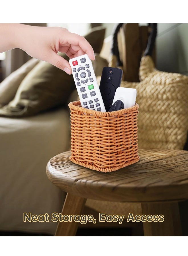 Synthetic Rattan Bedside Remote Control Storage Caddy Organizer - Image 4