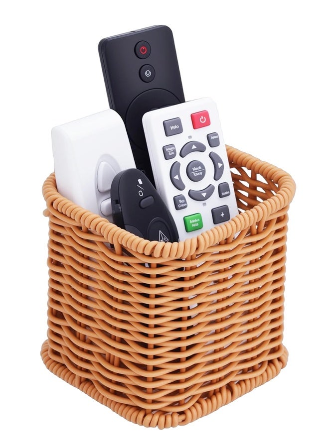 Synthetic Rattan Bedside Remote Control Storage Caddy Organizer - Image 1