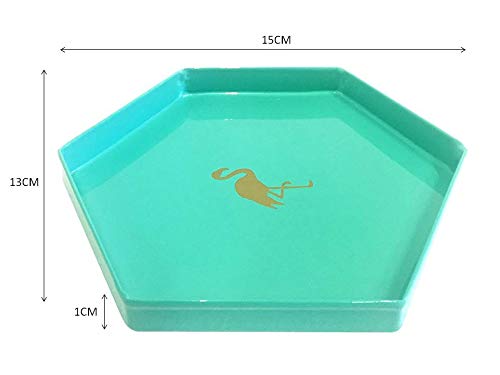 Elan Flamingo Mini Metal Hexagonal Tray (Aqua, 6 Inch) - Image 4