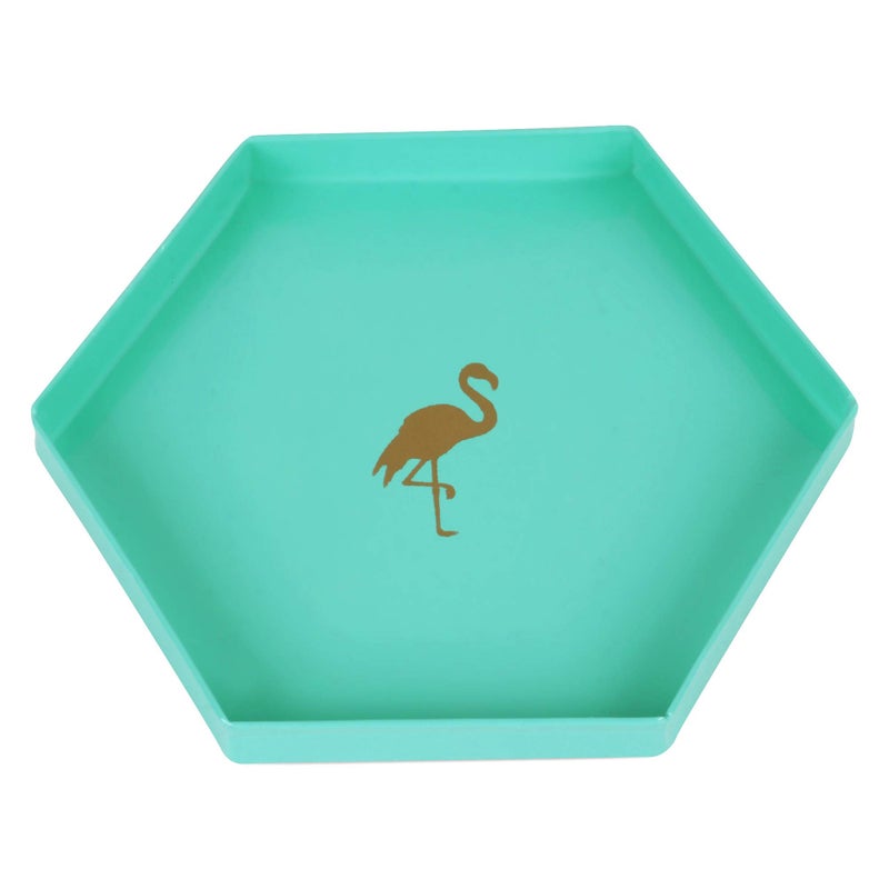 Elan Flamingo Mini Metal Hexagonal Tray (Aqua, 6 Inch) - Image 1