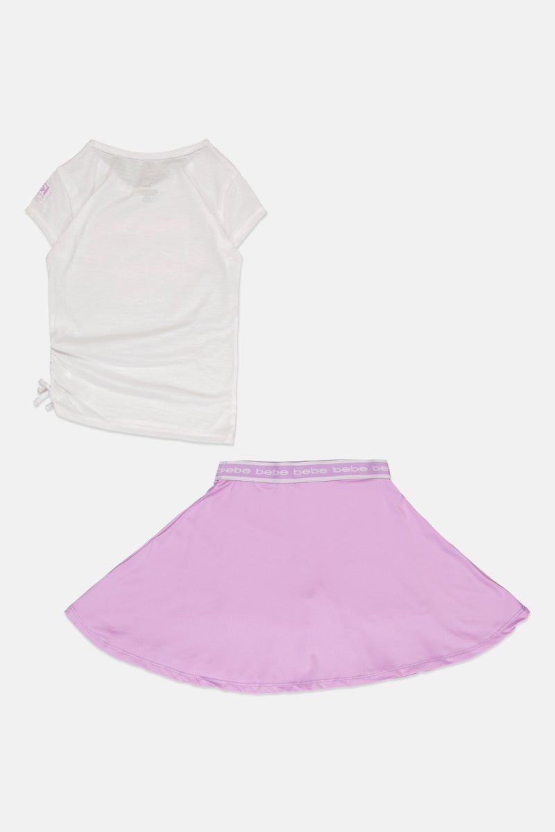 bebe Toddlers Girl 2 Pcs Graphic Print Outdoor Top And Skort Set, Multicolor - Image 2