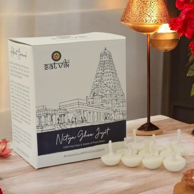 SATVIK 100 Pc Pure Ghee Wicks Cotton Wicks Up to 30mints Burning Time Ideal for Hindu Pooja Wax Free Ghee Batti Jyot Batti Pooja Essentials 100 Pc - Image 1
