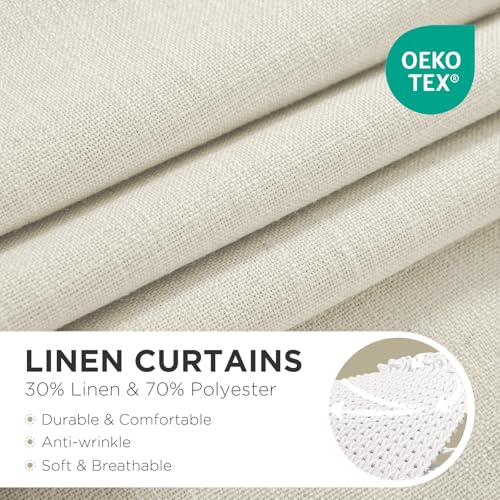 Joydeco Linen Curtains 120 inch Length 2 Panel Set, Light Filtering Curtain for Living Room Bedroom, 52 inch Wide Drapes with Rod Pocket Back Tab - Image 2