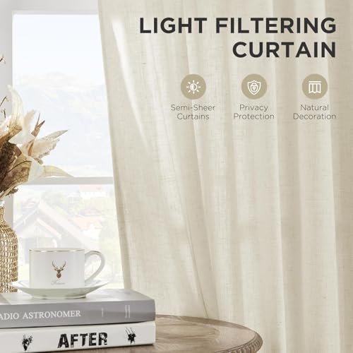 Joydeco Linen Curtains 120 inch Length 2 Panel Set, Light Filtering Curtain for Living Room Bedroom, 52 inch Wide Drapes with Rod Pocket Back Tab - Image 3