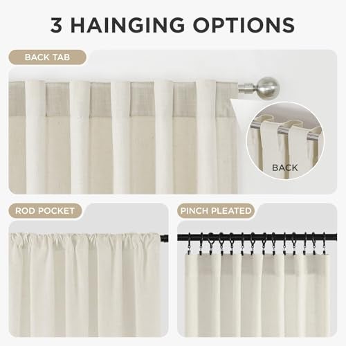 Joydeco Linen Curtains 120 inch Length 2 Panel Set, Light Filtering Curtain for Living Room Bedroom, 52 inch Wide Drapes with Rod Pocket Back Tab - Image 5