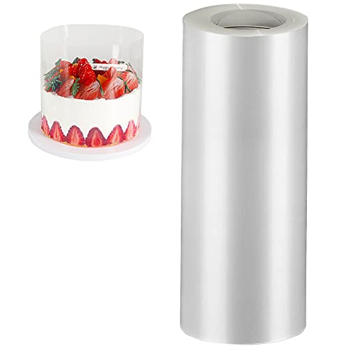 YQL Acetate Cake Collars 20cm x 10m Acetate Sheets Transparent 8inch X 394inch Acetate Roll for Large Cakes Chocolate Mousse Cake Decorating Crafting