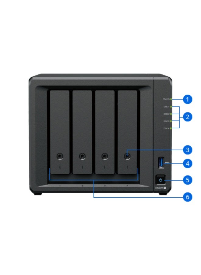 سينولوجي Synology Diskstation 925+ AMD Ryzen V1500B 4GB  Dual 2.5GbE ports 4bay black - Image 3