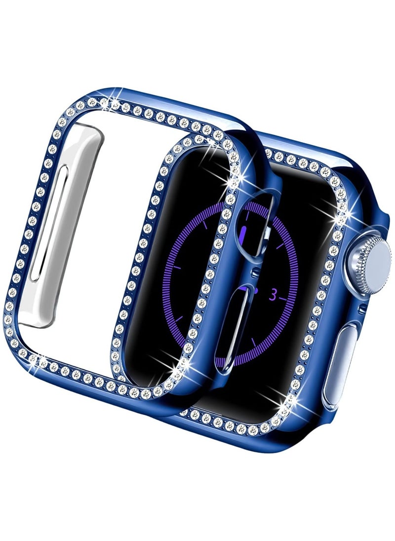 ماركة غير محددة جراب حماية شفاف لساعة Apple Watch Ultra مقاس 49 مم - جراب كريستال لامع مع بولي كربونات مقاوم للصدمات وحجر الراين للنساء (أزرق)  - Image 1