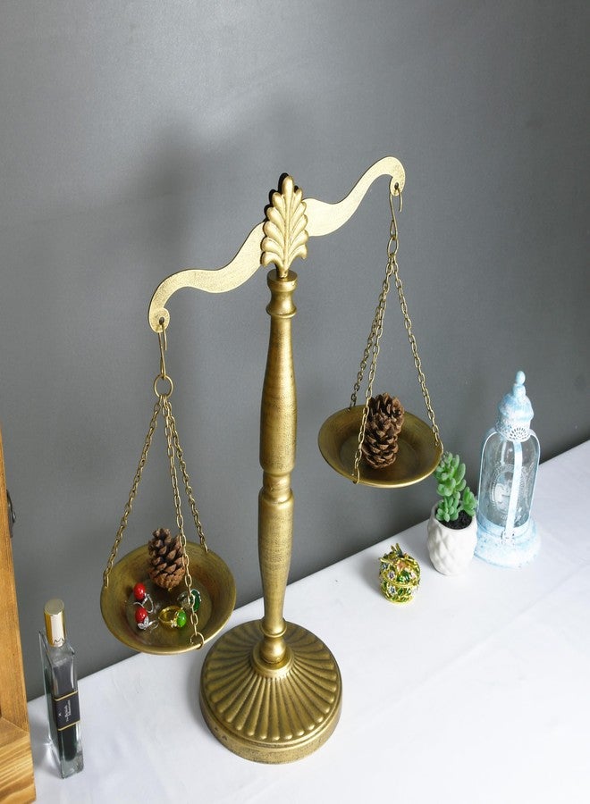 Owlgift Vintage Style Metal Libra Jewelry Towers, Lawyer Scale of Justice, Farmhouse Candleholder, Home Decor Antique Weight Balancing Scale - Golden, 11.1" W x 16.5" H - Image 5