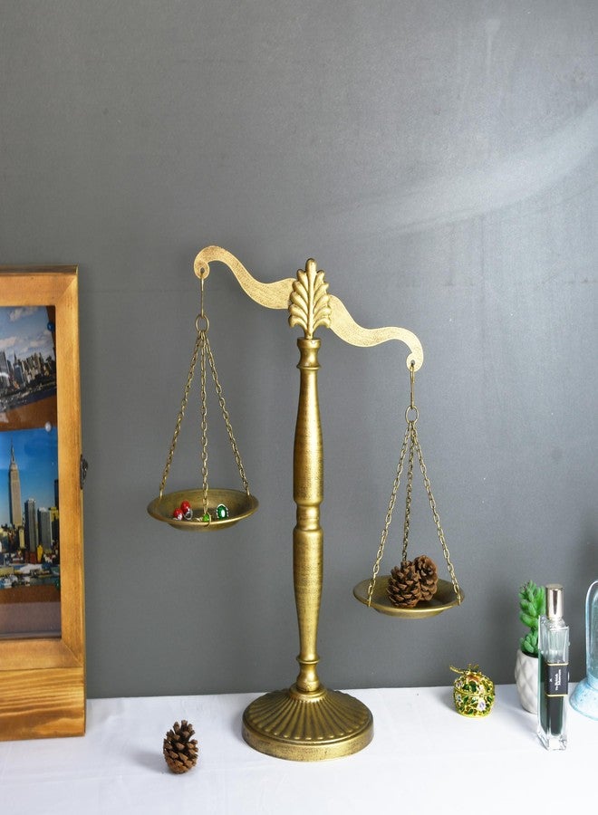 Owlgift Vintage Style Metal Libra Jewelry Towers, Lawyer Scale of Justice, Farmhouse Candleholder, Home Decor Antique Weight Balancing Scale - Golden, 11.1" W x 16.5" H - Image 2