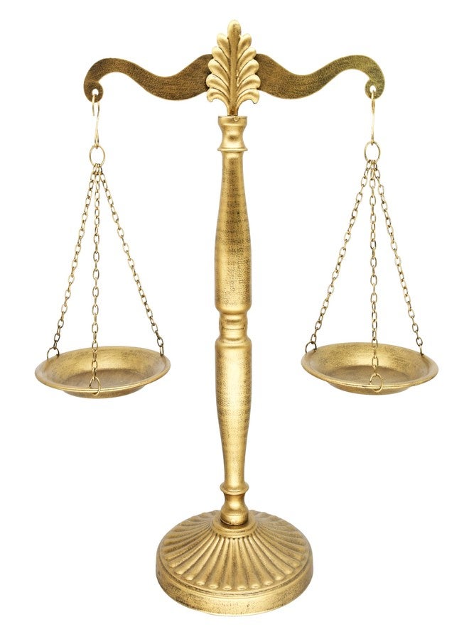 Owlgift Vintage Style Metal Libra Jewelry Towers, Lawyer Scale of Justice, Farmhouse Candleholder, Home Decor Antique Weight Balancing Scale - Golden, 11.1" W x 16.5" H - Image 4