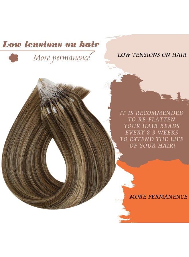 Sunny Hair Micro Link Hair Extensions Human Hair Brown Highlight 22in Micro Loop Hair Extensions Real Human Hair Dark Brown Highlight Caramel Blonde Micro Bead Hair Extension Real Human Hair Long 50G  - Image 5
