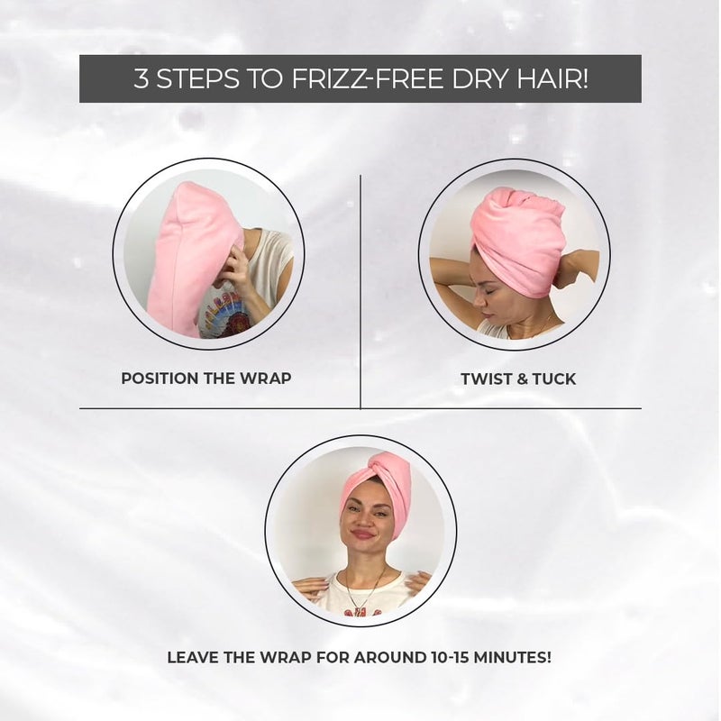 PROLIXR Microfiber Hair Towel Wrap Lavender Pink Blue Set Quick Drying FrizzFree Hair Super Absorbent Gentle on Hair and Skin Hair Types Microfibre Towel By Savio John Pereira - Image 2