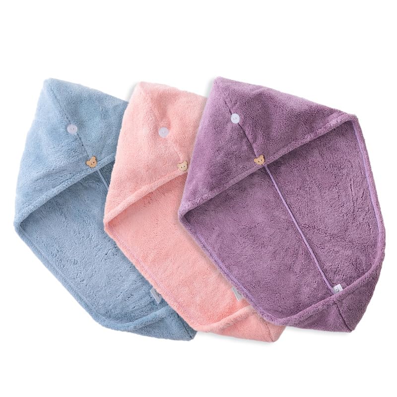 PROLIXR Microfiber Hair Towel Wrap Lavender Pink Blue Set Quick Drying FrizzFree Hair Super Absorbent Gentle on Hair and Skin Hair Types Microfibre Towel By Savio John Pereira - Image 1