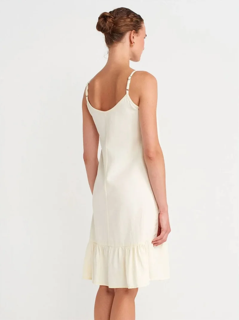 Dilvin DILVIN Sleeveless Midi Slip Dress With Frill Detail