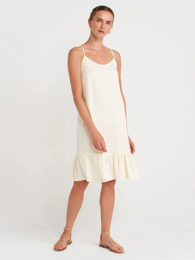 Dilvin DILVIN Sleeveless Midi Slip Dress With Frill Detail