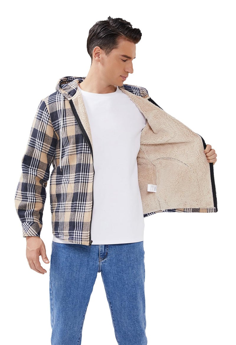 Elesuit Men's Zip Hoodie Jacket Hoodie Outdoor Warm Sherp Lined Jacket with Pocket Blue Medium - Image 4