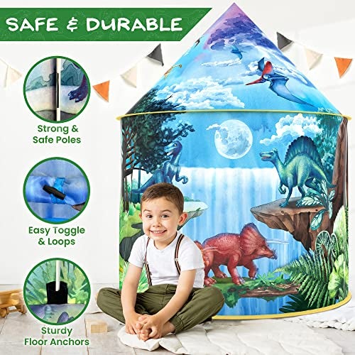 W&O Dinosaur Discovery Play Tent with Roar Button - Extraordinary Pop Up Tent for Boys & Girls - Perfect for Indoor & Outdoor Adventures - Image 4