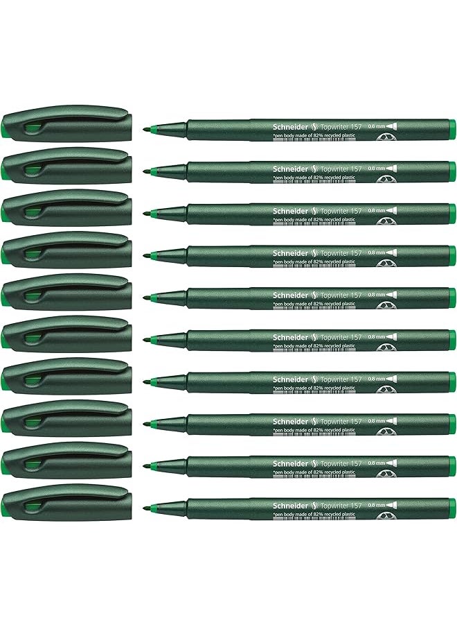 Schneider - 0.8Mm Fiberpen Topwriter 157 Pack Of 10 Green - Image 1