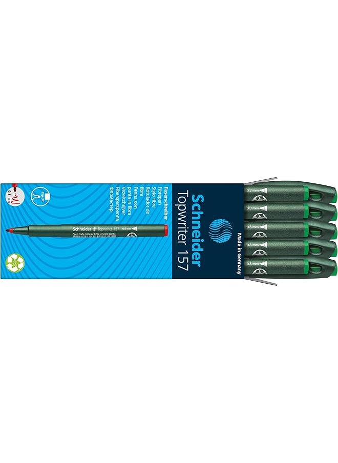 Schneider - 0.8Mm Fiberpen Topwriter 157 Pack Of 10 Green - Image 1