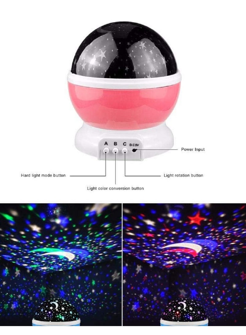 مصباح ليلي LED USB بإضاءة دوارة رومانسية على شكل نجمة سماوية للأطفال أثناء نومهم (وردي)  - Image 4