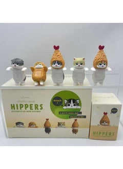 Generic Cute Elephant Slide Cat Box Egg Hamburger Sandwich Cat Fried Shrimp Cat Mini Food Play Ornaments Toy Doll-color:5 Types Of Pa Pa  - Image 1