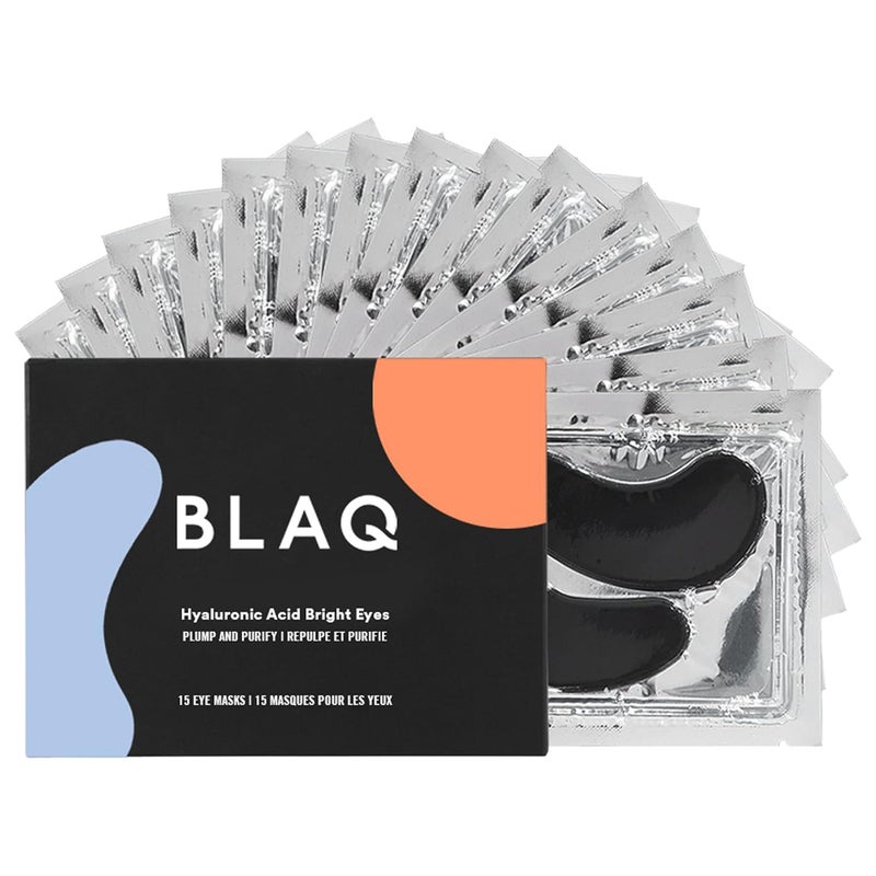 BLAQ Award Winning Under Eye Patches for Dark Circles and Puffiness, Under Eye Mask with Red Algae and Activated Charcoal, Vegan and Cruelty-Free Under Eye Masks, 15-Pack, Hyaluronic Acid Bright Eyes - Image 1