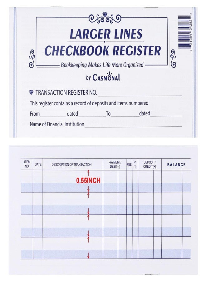 Casmonal Larger Lines 20 Pack Checkbook Register, Check Registers for Personal Use, Blank Ledger Transaction Registers for Personal or Business Banking, Check Register Book Easy to Read, 24/25/26 Calendars - Image 1
