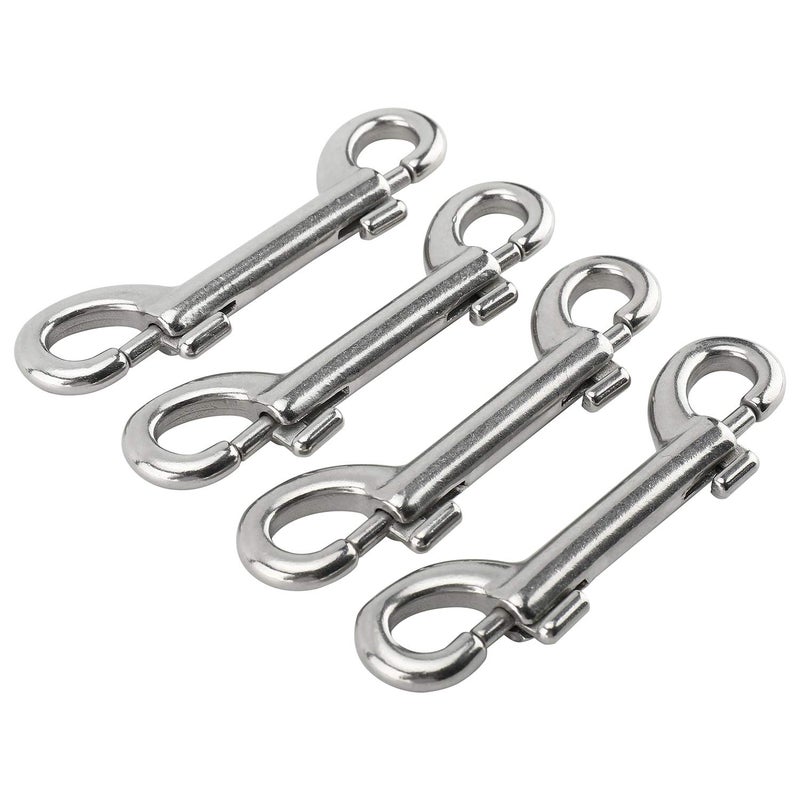 Yaegoo 4 Pack 316 Stainless Steel Double Ended Bolt Snap Hook, 3-1/2 Inch Marine Grade Double End Snaps, Trigger Chain Clips Scuba Diving Clips - Image 1