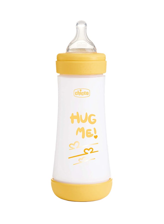 Chicco Perfect 5 Feeding Bottle 300ml Fast Flow 4m+ Silicone, Yellow - Image 1