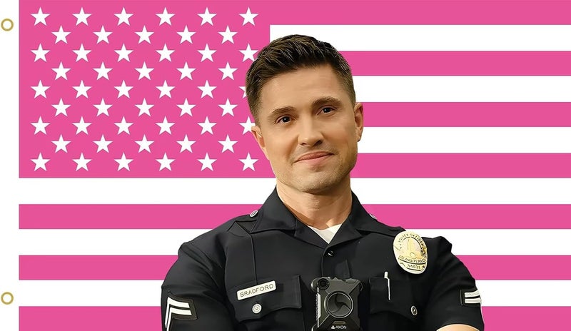 MAGJIUKE Tim Bradford American The Rookie Flag Wall Tapestry,Pink Eric Winter Wall Hanging Decor for Bedroom,3x5 Ft - Image 1