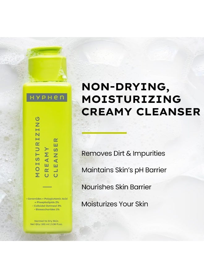 Hyphen Moisturizing Creamy Cleanser for Dry & Sensitive Skin | 2% Ceramides & Polyglutamic Acid | Barrier Repair, Hydration & Gentle Cleansing | Facewash for All Skin Types | For summer | Skin Care Products | Daily Cleanser For Men & Women - 100ml - Image 3