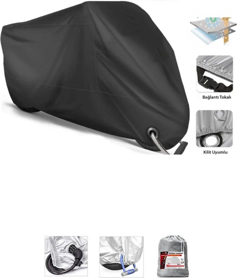 Hero Black Motorcycle Tarpaulin with Lock Compatible for Other Models, Safe, Waterproof