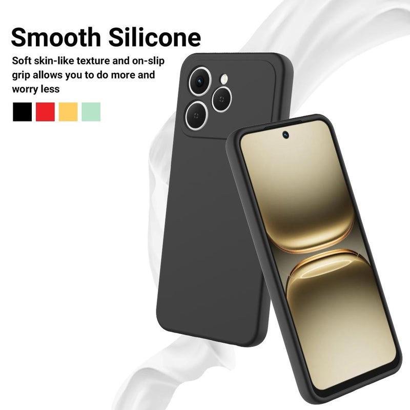 erorex For Tecno Spark 40 4G Solid Color Liquid Silicone Dropproof Full Coverage Phone Case(Black) - Image 3