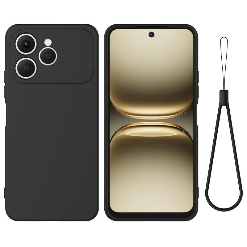 erorex For Tecno Spark 40 4G Solid Color Liquid Silicone Dropproof Full Coverage Phone Case(Black) - Image 1