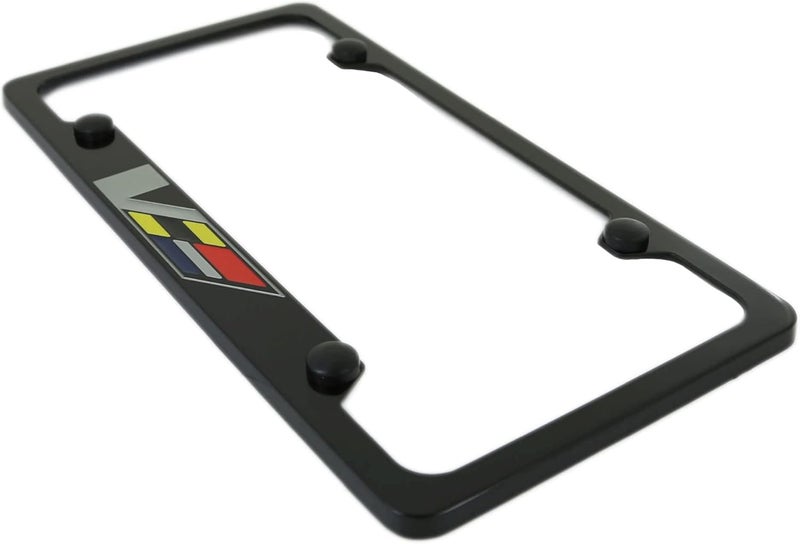 Cadillac V-Series Black Coated Metal License Plate Frame Holder - Image 3