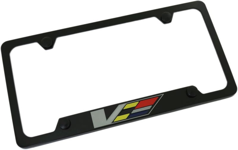 Cadillac V-Series Black Coated Metal License Plate Frame Holder - Image 1