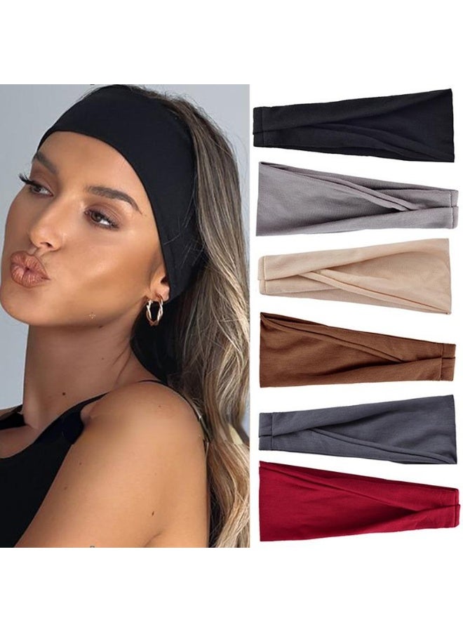 Generic 2 Pcs headbands For Women Wide Black&Gray Headband Yoga Workout Head Bands Hair Accessories  - Image 2