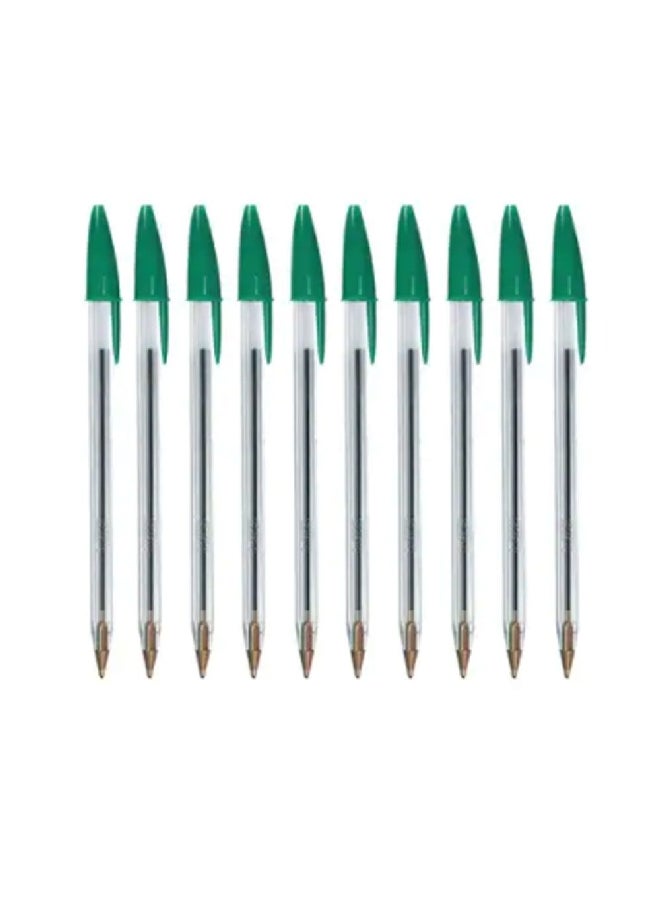 Bic 10-Piece Cristal Original Bright Medium Point Ball Pen Green 1 mm 134084