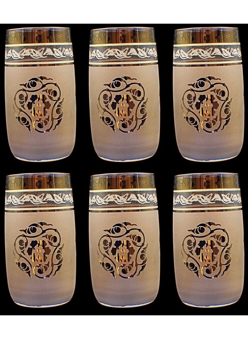 كودو آرتس 6 أكواب زجاج للماء او العصائر مزخرفة - Image 1