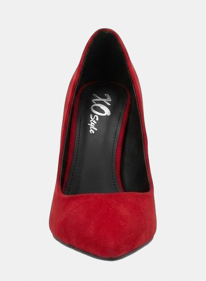 XO Style Women's High Heel Mule Sandals – Elegant Pointed Toe, Suede Leather Texture 9CM. - Image 3
