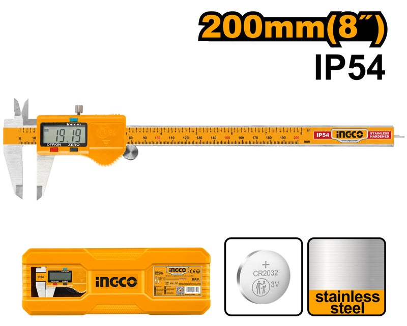 INGCO Digital Caliper Range:0-200mm Reading:0.01mm HDCD28200 - Image 2
