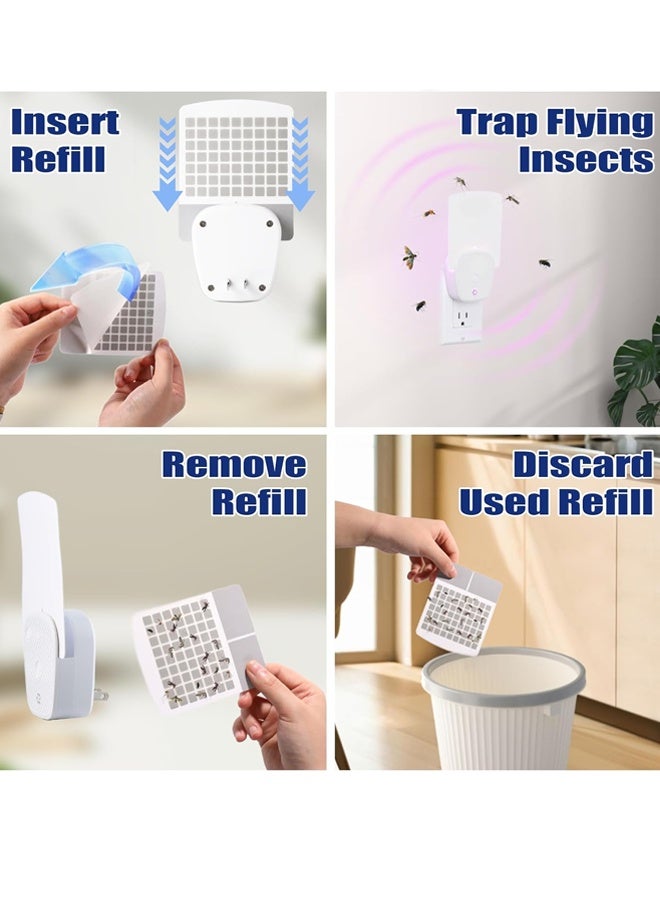 Bincoo Fly Trap Indoor, Plug in Flying Insect Trap for Fruit Fly, Gnat, Moth, UV Mosquito Bug Trap Catcher with Night Light, Noiseless and Easy to Use, Ideal for House Bedroom Kitchen(2 Device+ 10 Refills) - Image 5