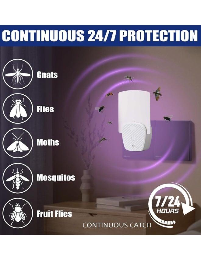 Bincoo Fly Trap Indoor, Plug in Flying Insect Trap for Fruit Fly, Gnat, Moth, UV Mosquito Bug Trap Catcher with Night Light, Noiseless and Easy to Use, Ideal for House Bedroom Kitchen(2 Device+ 10 Refills) - Image 2