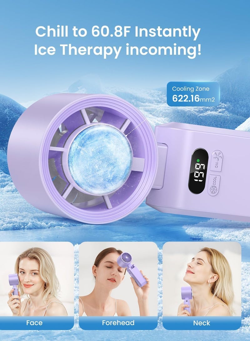 BESTPEAK Portable Handheld Fan--Mini Fan Multifunctional-Digital Display Silent Fan-Long Endurance Pocket Fan，LED Digital Display, Rechargeable Mini Fan for Outdoor Indoor, Home, Office, Travel - Purple - Image 4