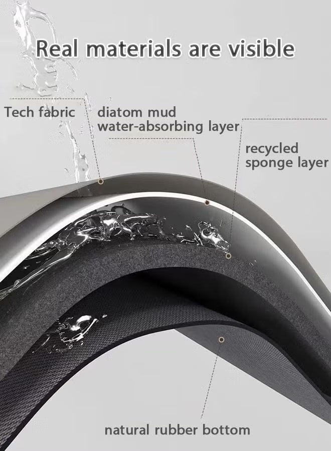 طقم سجادات حمام من طين الدياتوم، قطعتان، سجادة حمام فائقة النعومة على شكل حرف U، مقاومة للبقع وسهلة التنظيف، قابلة للغسل في الغسالة، مناسبة للحمامات، الدش، غرف النوم، المطبخ، والمداخل (زهرة، 50*55 سم + 40*80 سم). - Image 5