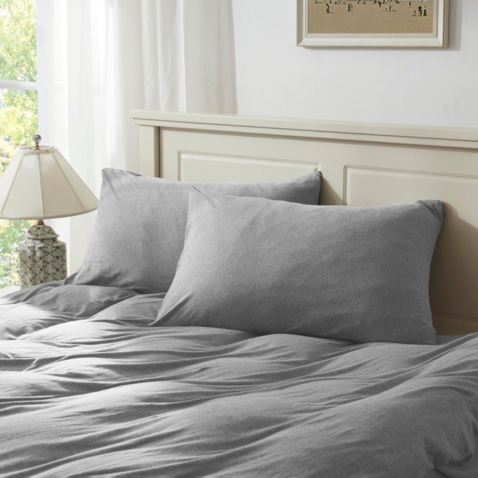 HOUSEHOLD 100 JERSEY COTTON QUEEN SIZE PILLOWCASE 20X30LIGHT WEIGHT COMFORTABLE SUPER SOFT PILLOW CASE WITH ENVELOPE CLOSURE EXTREMELY DURABLE SET OF 2 GREY QUEEN SIZE PILLOWCASE 20 X 30