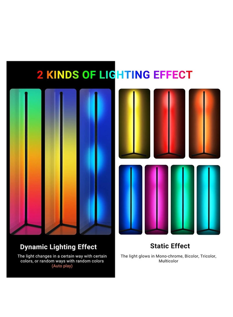 ELTRAZONE مصباح أرضي LED زاوية DIY مع جهاز تحكم عن بعد لغرفة المعيشة، مصباح أرضي عصري متغير اللون قابل للتعتيم لتزيين غرفة الأطفال، 18 وات، ارتفاع 156 سم/61.5 بوصة - Image 2